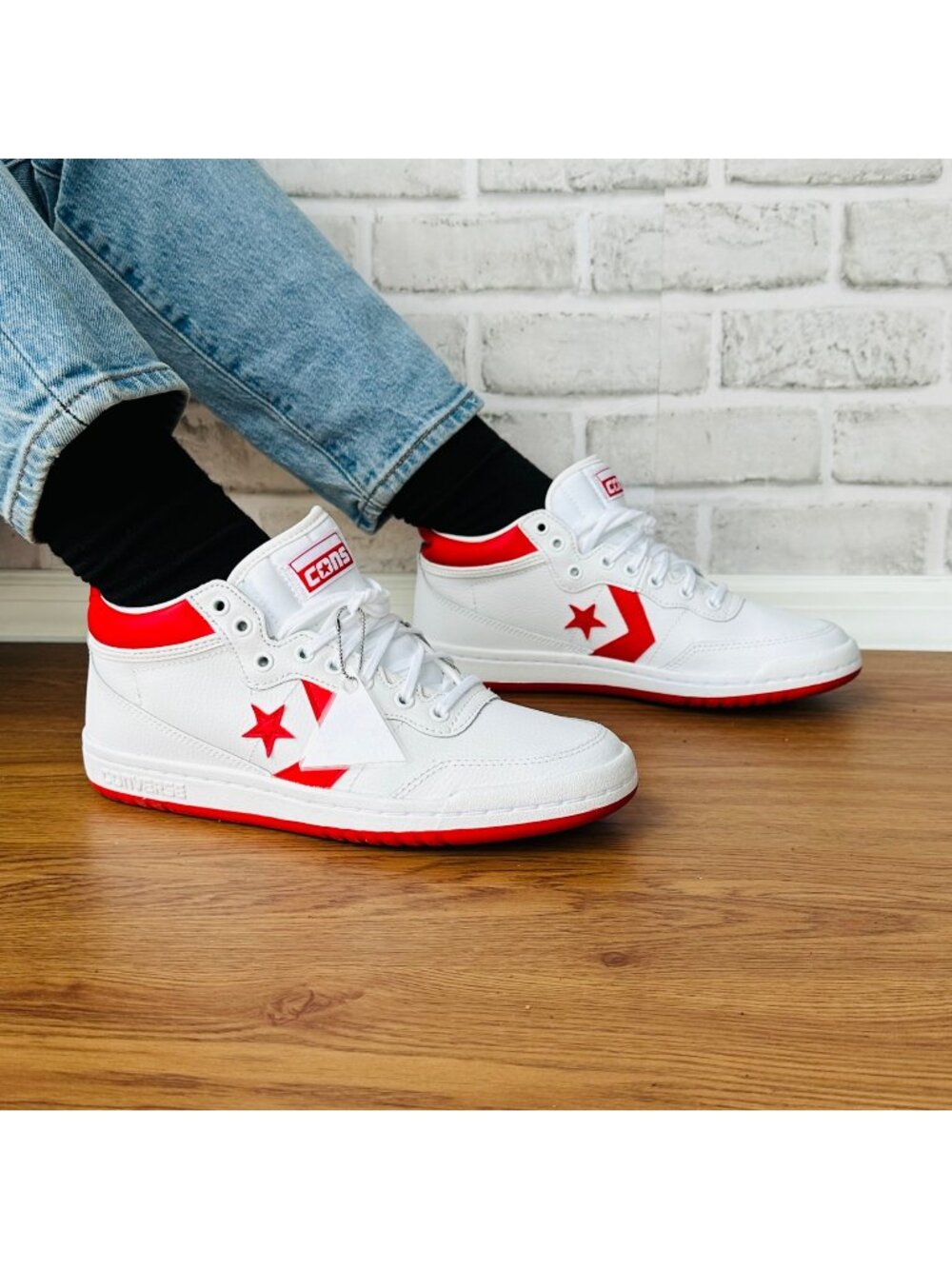 ⭐Converse Fastbreak Pro Mid Leather Sz 7 Women's Shoes Sneaker White Red A10200C